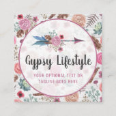 Boho Chic Rustic Feather Arrow Waterverf Bohemian Vierkante Visitekaartje (Voorkant)