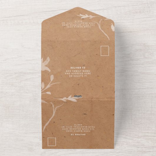 Boho Chic Rustic Modern | Aangepaste Trouwfoto All In One Uitnodiging (Buitenkant)