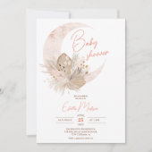 Boho chic rustic pampas floral moon baby shower kaart (Voorkant)