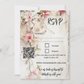 Boho Chic Rustic Pink Floral RSVP-kaart Kaart (Voorkant)