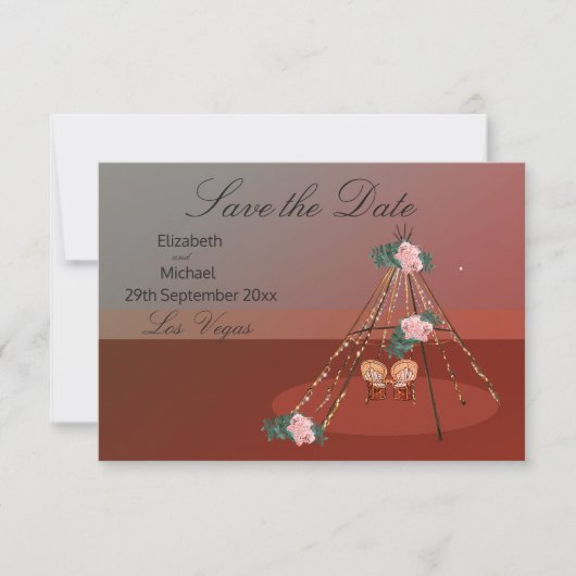 Boho Chic Rustic Teepee / TiPi sparen de datum Save The Date (Voorkant)