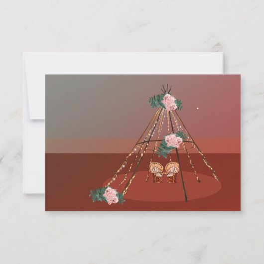 Boho Chic Rustic Teepee / TiPi sparen de datum Save The Date (Achterkant)
