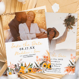 Boho chic rustige oranje zonnebloemen 2 fotobruilo save the date