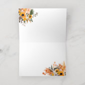 Boho chic rustige oranje zonnebloemen bridal folie wenskaart (Binnenlaag)