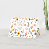 Boho chic rustige oranje zonnebloemen bridal folie wenskaart (Achterkant)