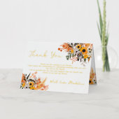 Boho chic rustige oranje zonnebloemen bridal folie wenskaart (Voorkant)