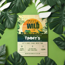 Boho chic safari dieren twee wilde 2e verjaardag kaart