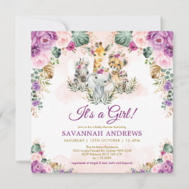 Boho Chic Safari Oerwoud Dieren Meisje Baby shower Kaart