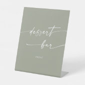 Boho Chic Sage Green Dessert Bar Trouwen Reclamebord Met Voetstuk (Voorkant)