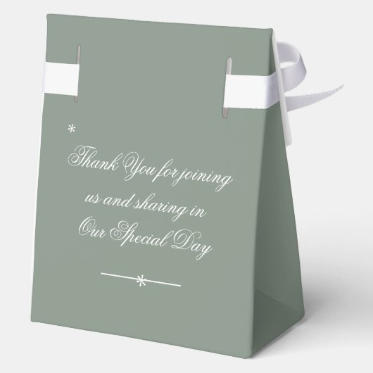 Boho Chic Sage Green Elegant Dank u bruiloft Bedankdoosjes (Achterkant)