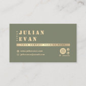 Boho Chic Sage Green & Gold Bold Typografie Visitekaartje (Voorkant)