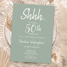 Boho Chic Sage Green Surprise 50th Birthday Kaart