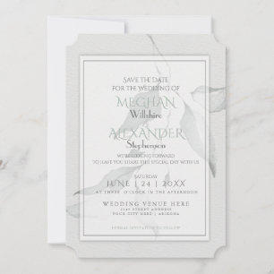 Boho Chic Sage Green Waterverf Branch Save The Date