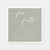 Boho Chic Sage Green Wedding Fun Fact Napkins Servet (Voorkant)