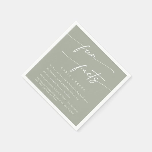 Boho Chic Sage Green Wedding Fun Fact Napkins Servet (Hoek)