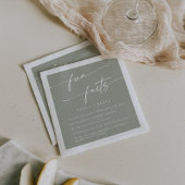 Boho Chic Sage Green Wedding Fun Fact Napkins Servet