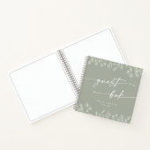 Boho Chic Sage Green Wildflower Wedding Guest Book Notitieboek (Binnen)