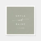 Boho Chic Sage Groen Monogram Bruiloft Servetten (Voorkant)