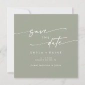 Boho Chic Sage Groen Vierkant Foto Terug Save The Date (Voorkant)