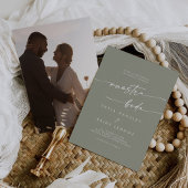 Boho chic salie groen foto Spaans bruiloft Kaart