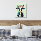 Boho Chic Schattigee minimalistische Koe Flower Cr Canvas Afdruk (Insitu (Slaapkamer))