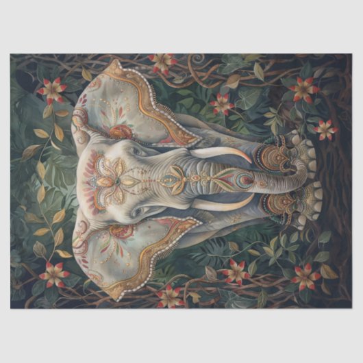 Boho Chic schilderde olifant Bohemian Tissuepapier (Voorkant)