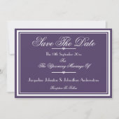 Boho Chic Schrift Stof Paars Save The Date Aankondiging (Voorkant)