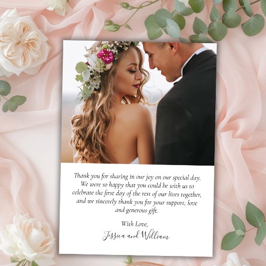 Boho chic script 2 foto bruiloft dank u kaart