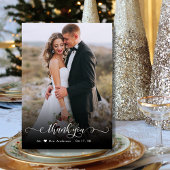 Boho chic script 2 foto bruiloft dank u kaart