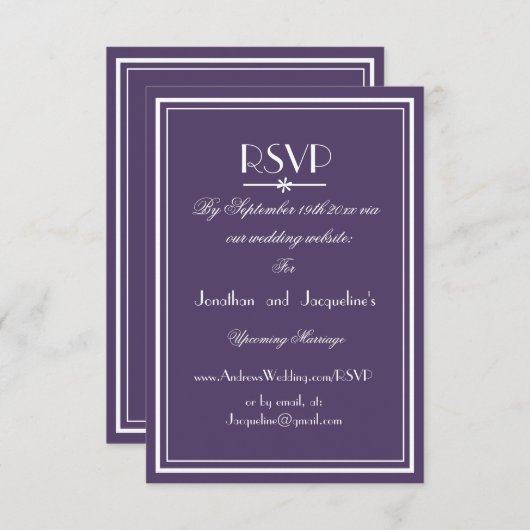 Boho chic script e-mail website Bruiloft RSVP Kaar (Voorkant / Achterkant)