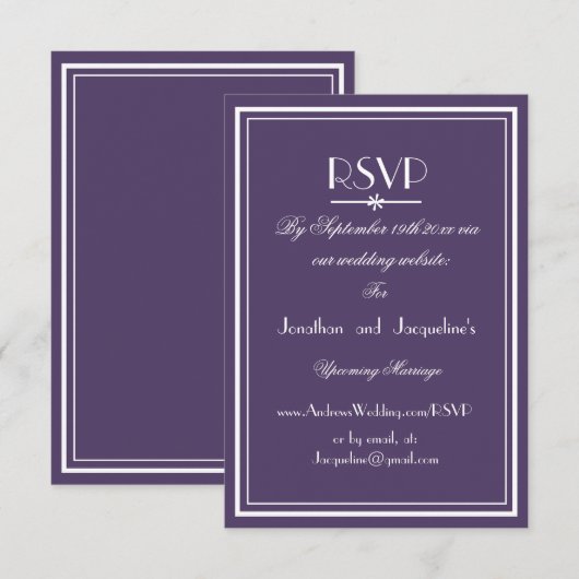 Boho chic script e-mail website Bruiloft RSVP Kaar Kaartje (Voorkant / Achterkant)