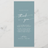 Boho Chic Seafoam Blauwgroen Bedankt Place Card Menu (Voorkant)