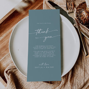 Boho Chic Seafoam Blauwgroen Bedankt Place Card Menu
