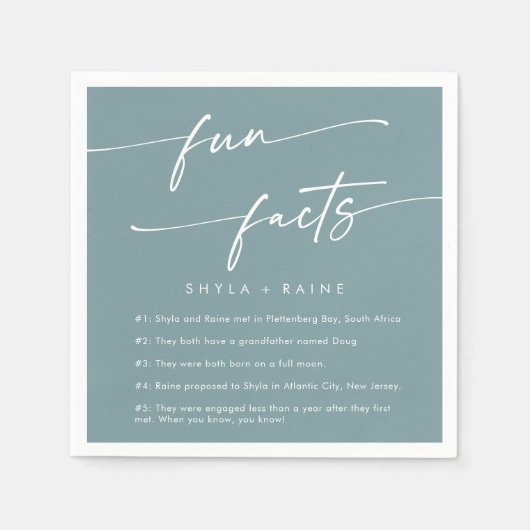 Boho Chic Seafoam Blauwgroen Bruiloft Fact Servett Servet (Voorkant)