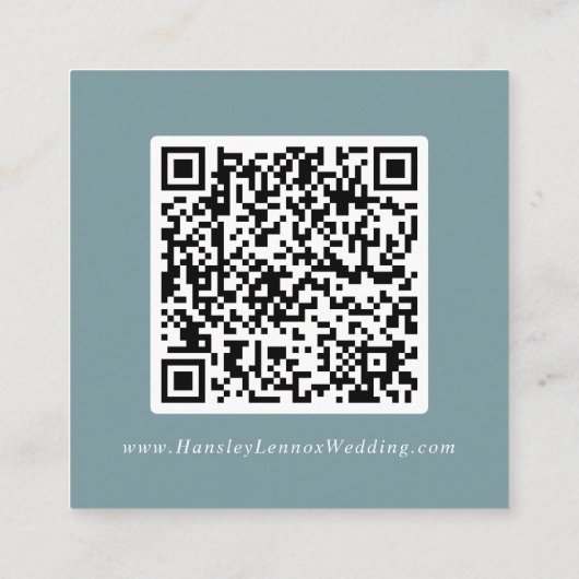 Boho Chic Seafoam Blauwgroen Bruiloft QR Code Deta Informatiekaartje (Achterkant)