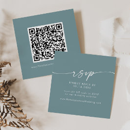 Boho Chic Seafoam Blauwgroen Bruiloft QR Code RSVP Informatiekaartje