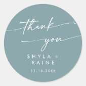 Boho Chic Seafoam Blauwgroen Dank u huwelijksgunst Ronde Sticker (Voorkant)