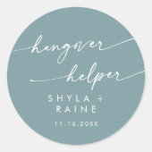 Boho Chic Seafoam Blauwgroen Hangover Helper Favor Ronde Sticker (Voorkant)