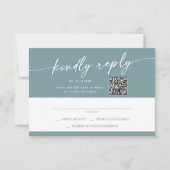 Boho Chic Seafoam Blauwgroen Mail In en QR Code RSVP Kaartje (Voorkant)