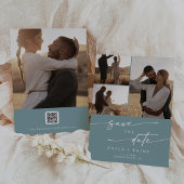 Boho Chic Seafoam Blauwgroen Multi Foto QR Code Save The Date