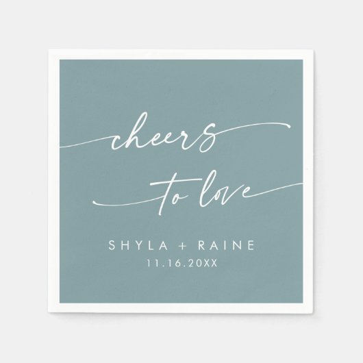 Boho Chic Seafoam Blauwgroen Proost op Liefde Brui Servet (Voorkant)