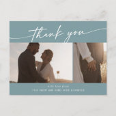 Boho Chic Seafoam Blauwgroen trouwfoto dank u Briefkaart (Voorkant)