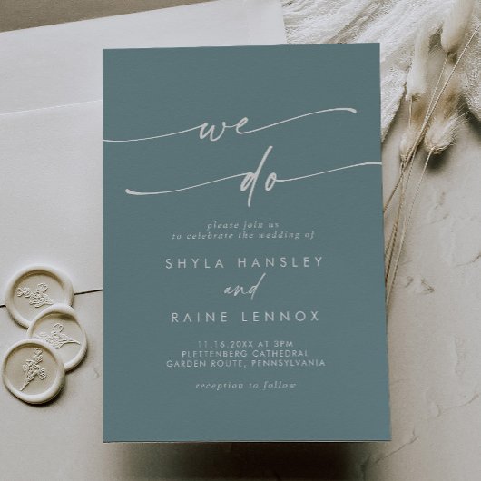 Boho chic seafoam Blauwgroen we doen bruiloft Kaart