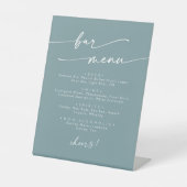 Boho Chic Seafoam Blauwgroen Wedding Bar Reclamebord Met Voetstuk (Voorkant)