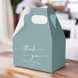 Boho Chic Seafoam Teal Dankjewelings Huwelijk Bedankdoosjes