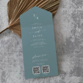 Boho Chic Seafoam Teal Dubbele QR Code Trouwen All In One Uitnodiging