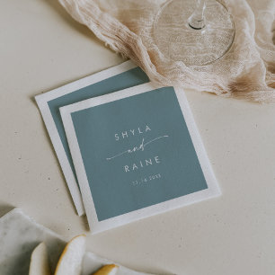Boho Chic Seafoam Teal Monogram Trouwservetten Servet
