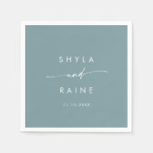 Boho Chic Seafoam Teal Monogram Trouwservetten Servet (Voorkant)