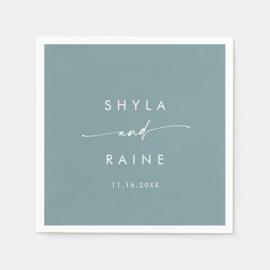 Boho Chic Seafoam Teal Monogram Trouwservetten Servet (Voorkant)