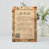 Boho Chic Sienna Bloemige Trouwdetails QR Code Informatiekaartje (Staand voorkant)